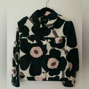 Marimekko Black and Cream Floral Jean Jacket